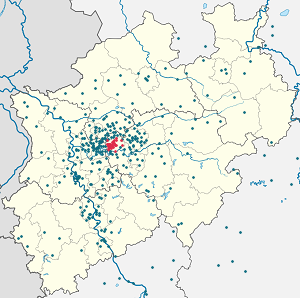 Kort over Bochum med tags til hver supporter 